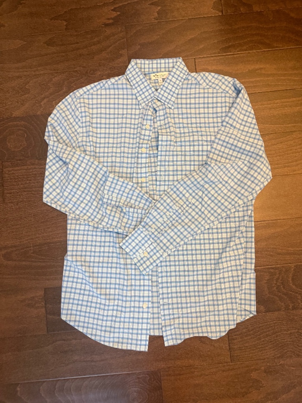 Peter Millar Summer Comfort Performance Plaid Button Down Shirt - Blue/Green - L